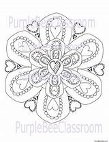 Mandala Valentine Coloring Preview Valentines sketch template