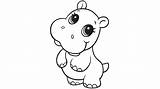 Hippo Coloring Baby Animal Pages Cartoon Kids Cute Outline Easy Clipart Drawings Girl Printable Animals Hippopotamus Hippopotame Clip Coloriage Drawing sketch template