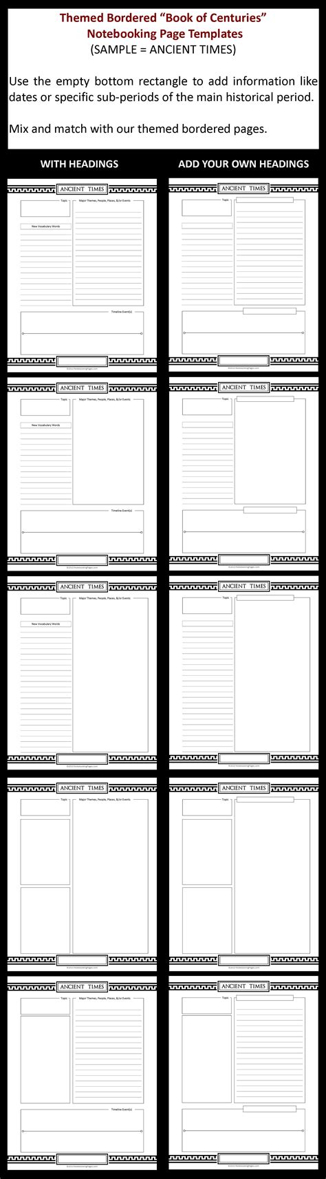 sample historybook  centuries notebooking pages