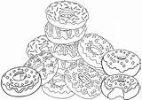 Donut Coloring Pages Colorful Sweet Kids Food sketch template