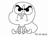 Gumball Watterson Colorare Darwin Anais Getdrawings sketch template