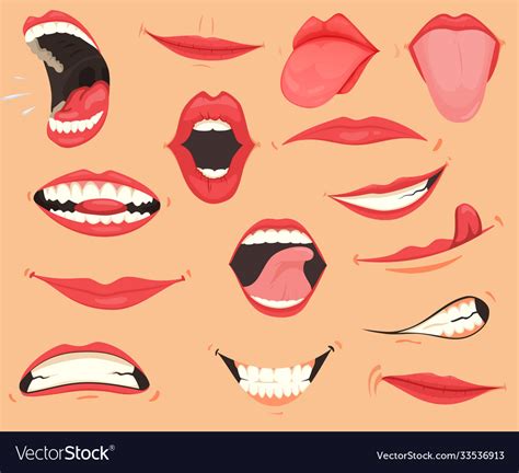 mouth expressions lips   variety emotions vector image