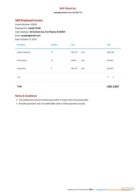 employed invoice templates edit  templatenet