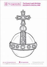 Coloring Pages Birthday Orb Royal Template Crown Queen 90th Decorate Celebrate sketch template