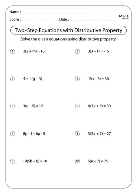 step equations worksheets math monks