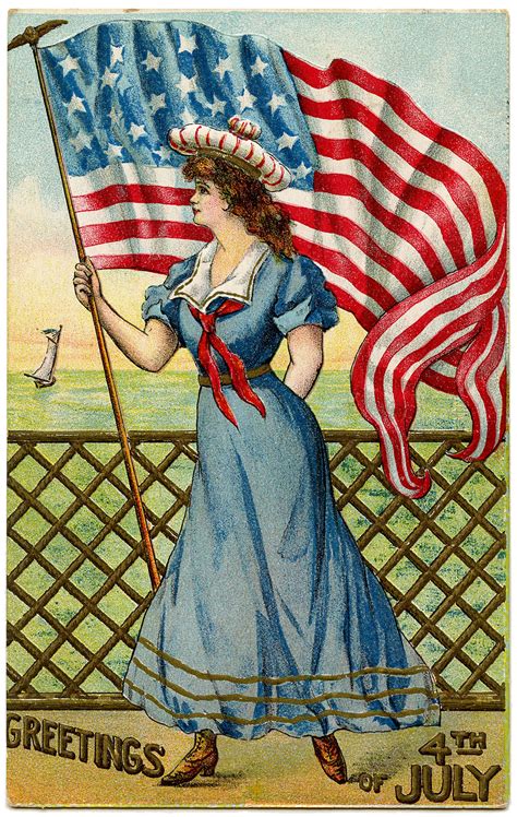 Vintage Patriotic Image 4th Of July Sailor Girl The