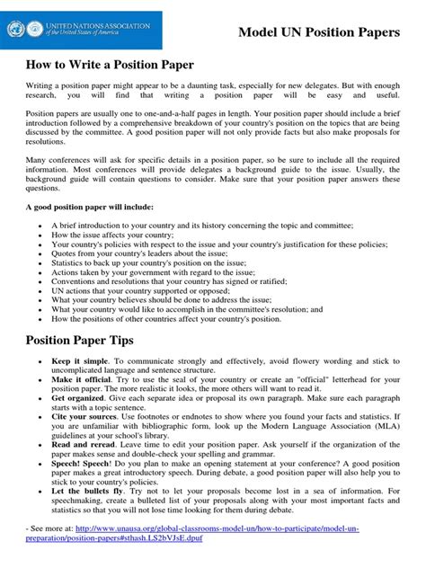 write  position paper united nations security council