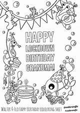 Grandma Colouring Lockdown sketch template
