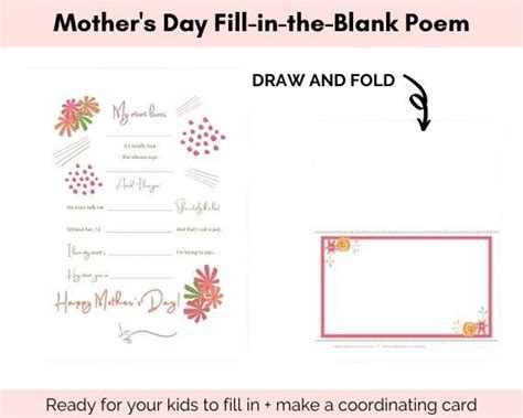 mothers day printable poem  card mothers day etsy