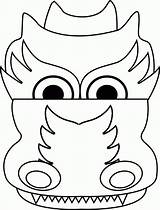 Dragon Chinese Coloring Head Template Year Face Kids Drawing Dragons Children Simple Lion Craft Pages Clipart Crafts Cliparts Paper Mask sketch template
