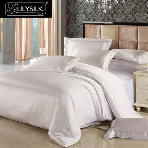 lilysilk pcs silk bedding set  mulberry seamless silk duvet cover silk fitted sheet silk