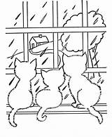 Coloring Pages Cat Cats Rain Printable Rainy Kids Looking Window Print Animal Drawing Kitties Colouring Cute Color S1180 Kitty Raining sketch template