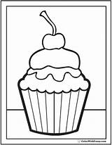 Cupcake Coloring Pages Printable Birthday Cherry Cake Cupcakes Color Pdf Printables Happy Fuzzy Topping Thank Strawberry Colorwithfuzzy sketch template