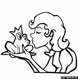 Frog Prince Princess Coloring Pages Online Printable Clipart Kiss Disney Princes Thecolor sketch template