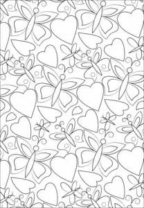 hearts  butterflies pattern coloring page  printable coloring