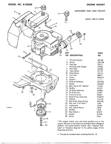 engine mount diagram parts list  model  murray parts riding mower tractor parts