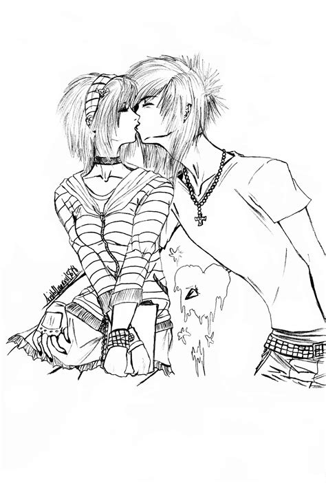 Emo Couple Drawing At Getdrawings Free Download