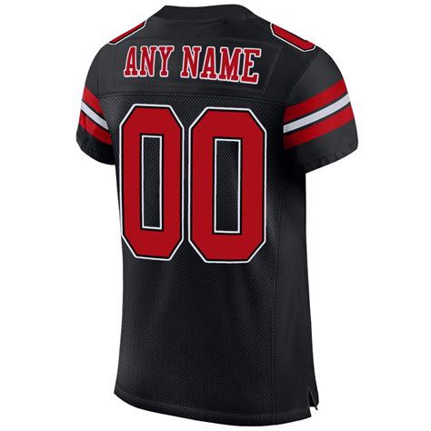custom black red white mesh authentic football jersey fiitg