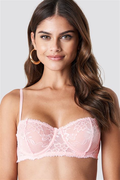 balconette floral lace bra pink na