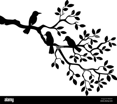 Illustration Of Tree Branch With Bird Silhouette Stock Vector Image