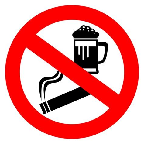 stopbord rook niet niet om alcohol te drinken zonder