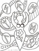 Coloring Pages Runes Pagan Wiccan Printable Adult Adults Book Goddess Books Embroidery Colouring 6kb 518px Getcolorings Goddesses sketch template