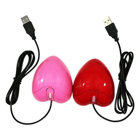 novelty strawberry usb optical mousesweet heart shape wired usb mouse red heart cartoon