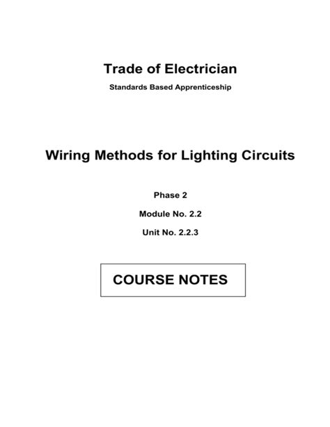 wiring methods  lighting circuits