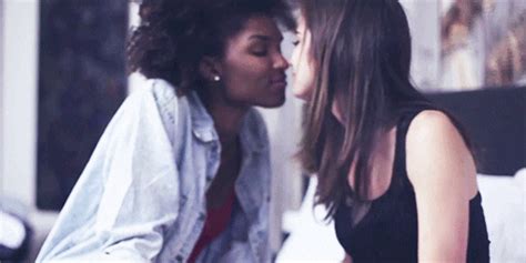 lesbian french kiss find and share on giphy