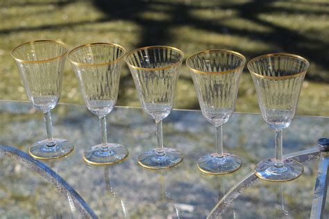 Vintage Gold Rimmed Wine Glasses Set Of 5 Vintage Gold Rimmed Water