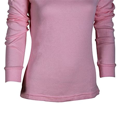 Dandp Women’s 100 Cotton Long Sleeve Thermal Top V Neck Pink S Pink
