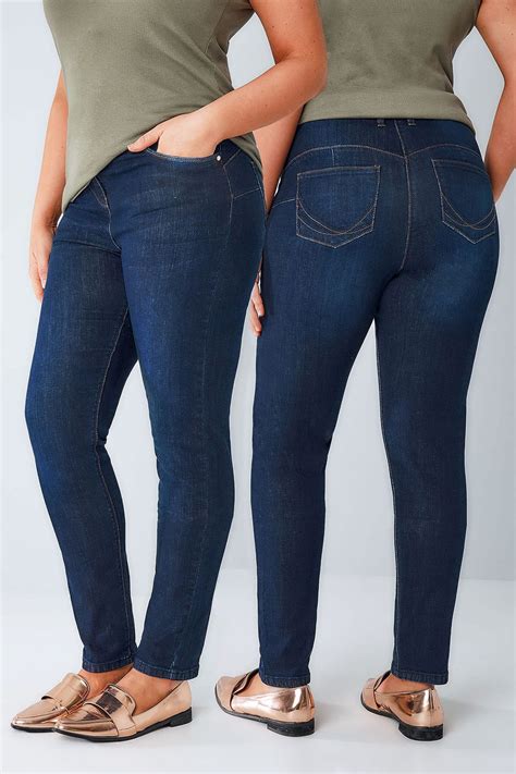 indigo blue skinny shaper ava jeans plus size 14 to 28