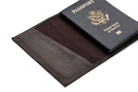 leather passport book cover  brown  black    usa anson