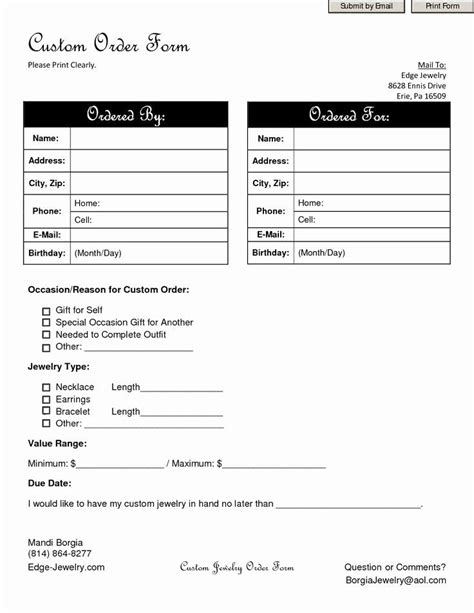 craft order form template unique special order form order form