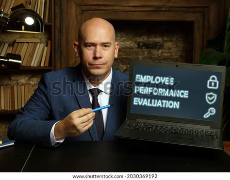 employee performance evaluation text search bar stock photo