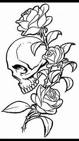 Tattoo Roses Skulls sketch template