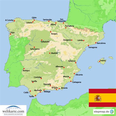 landkarte spanien uebersichtskarte weltkartecom karten und