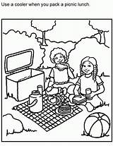 Picnic Coloring Pages Food Kids Safety Picnics Clipart Family Eating Color Activities Print Foods Printable Sheets Gif Blanket Healthy Summer sketch template