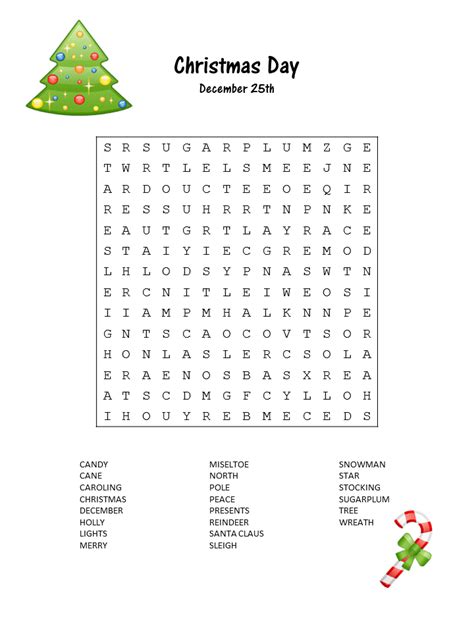 christmas word search  shown  candy canes