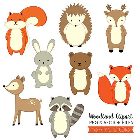 woodland animals clip art vectors invitation crafting etsy