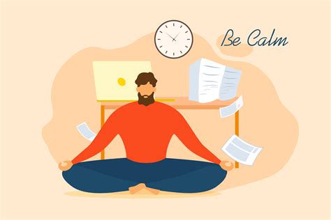 man  calm meditate office stress relief  vector art  vecteezy