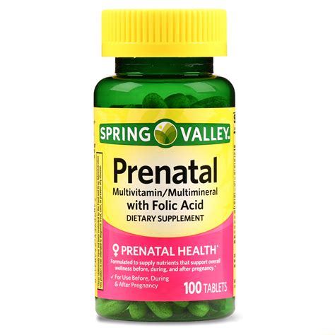 spring valley prenatal multivitaminmultimineral folic acid tablets  count walmartcom