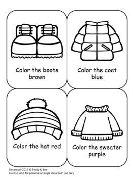 winter clothes colouring sheet