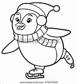 Skating Christmas Penguins sketch template