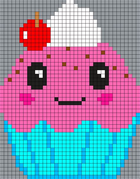 pink cute cupcake perler bead pattern bead sprites food fuse bead patterns