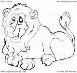 Lion Outline Coloring Happy Clipart Illustration Royalty Visekart Rf Pages Cy Uncle Clip Background sketch template