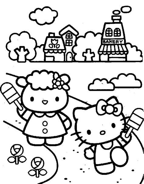 kitty  friends coloring pages slim image