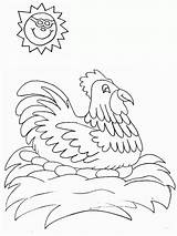 Sunny Coloring Hen Sun sketch template
