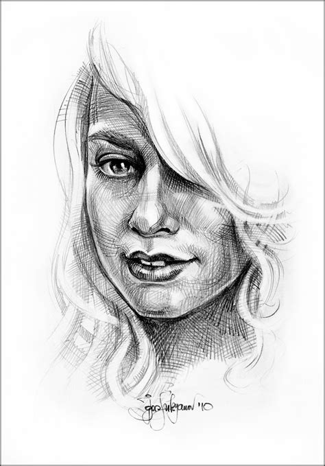 blond female portrait sketch