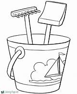 Coloring Beach Bucket Pages Sand sketch template